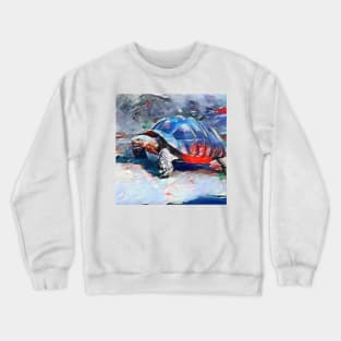 Cute turtle painting (sea turtle, ocean, sea and beach) Crewneck Sweatshirt